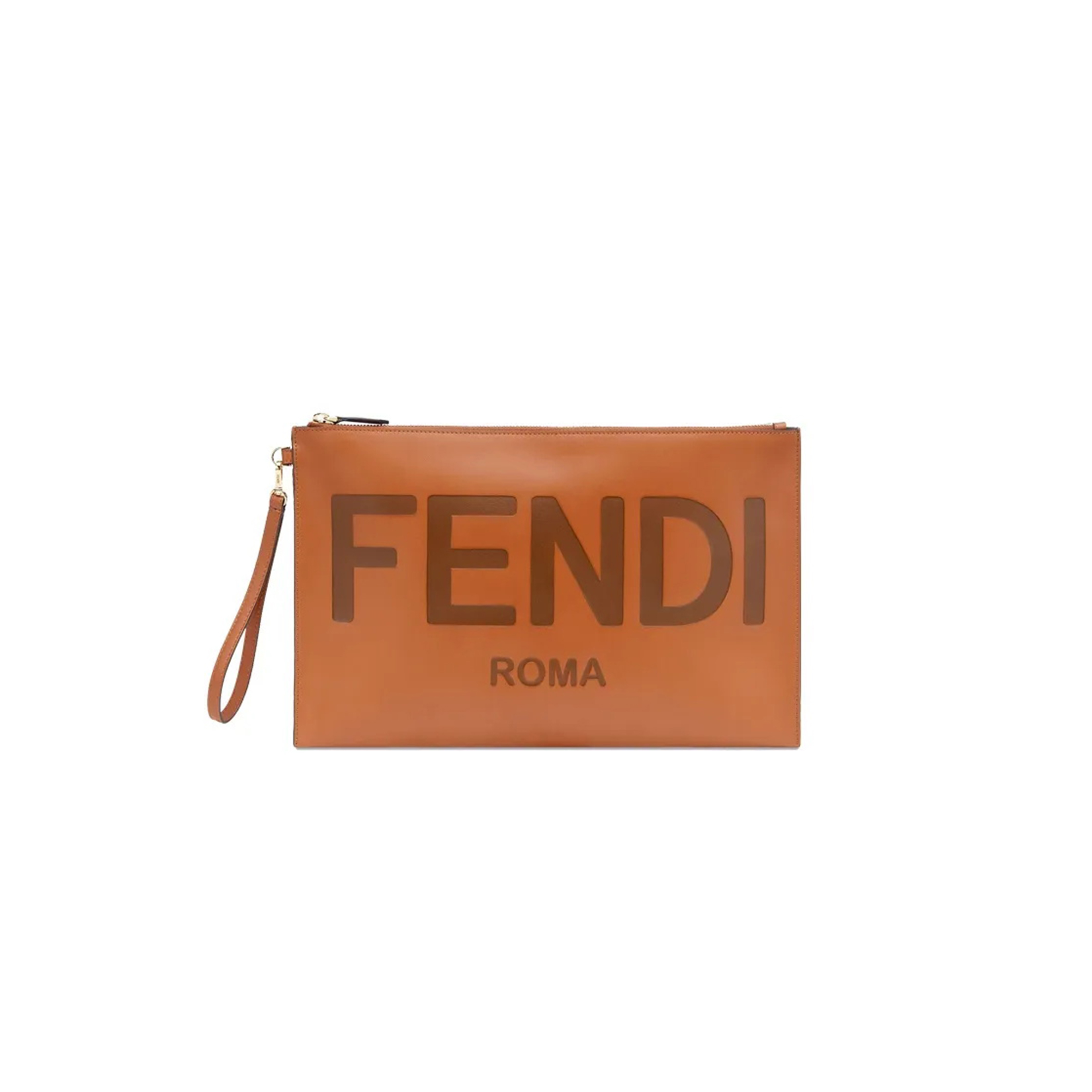 F**di vitello king logo embossed large flat pouch cuoio 8n0178ac9lf0qvk (35*23*1cm)